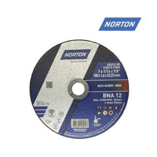 Disco Abrasivo Corte Metal Fino 7" (180 mm) x 1/16" (1.6mm) x 7/8" BNA12 Norton