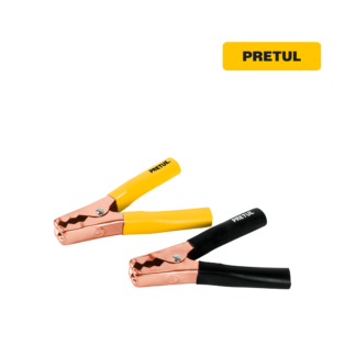 Caballete con 2 caimanes para cables pasa corriente, PRETUL 20123